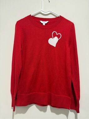 Red Heart-Accent Crewneck Sweater - Time and Tru